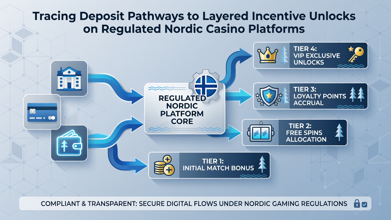 Detailed flowchart of deposit pathways connecting to multiple incentive layers on Nordic platforms